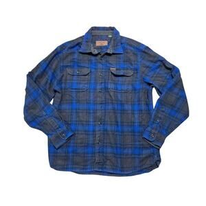 ORVIS Heavy Flannel Jacket/shirt, Pockets; button up, 2XL, Blue & Gray Plaid